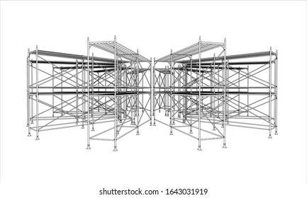 Drawing or sketch of a large shelves. Vector obtained from 3D rendering