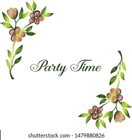 Drawing sketch of leaf flower frame, for invitation card of party time. Vector
