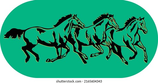 Drawing Sketch Running Horse Outline Editable Stock Vector (Royalty