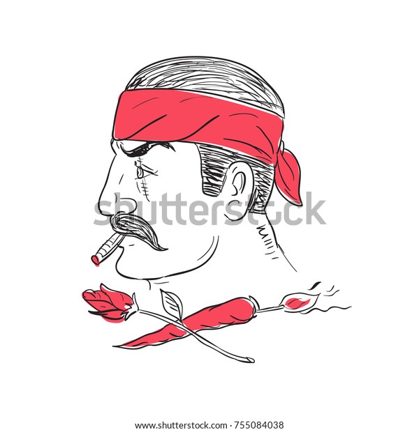 Drawing Sketch Style Illustration Mexican Guy Stock Vector (Royalty ...