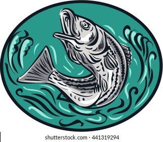 Drawing sketch style illustratoin of a rockfish 