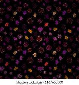 Drawing in sketch style on black, brown and purple colors. Abstract seamless love pattern. Valentine':s day. Vector. Wrapping paper. Heart Doodle.
