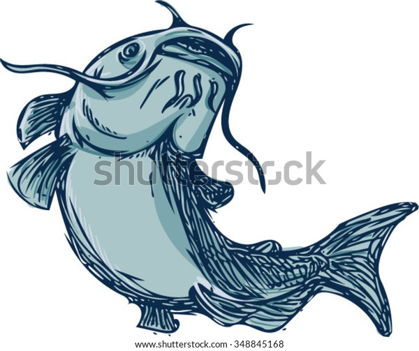 Image Vectorielle De Stock De Dessin D Illustration Stylisee D Un Poisson Chat A