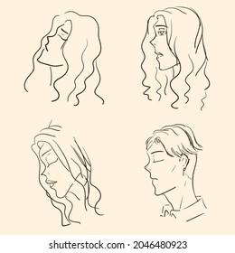 Drawing sketches of faces in profile