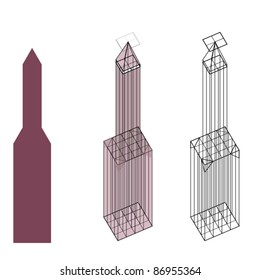drawing of skyscraper. vector model