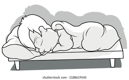 sleeping cartoon images black and white