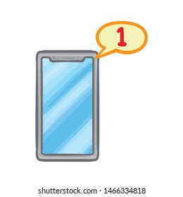 Drawing Of A Smartphone Notification Vector Illustration