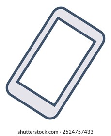 Un dibujo de un teléfono inteligente en un estilo simplificado con una Orientación diagonal. Ideal para tecnología, comunicación, dispositivos móviles, ilustración digital, vida moderna. Estilo minimalista en blanco y negro
