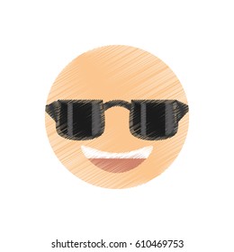 drawing smile sunglasses emoticon image vector illustration eps 10