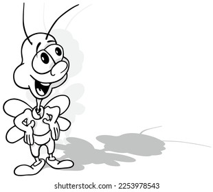 Drawing Smiling Beetle and Big Eyes    Cartoon Illustration Isolated White Background  Vector