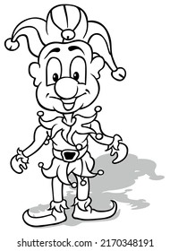 Drawing of a Smiling Clown in a Costume with Jingle Bells - Cartoon Illustration Isolated on White Background, Vector