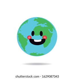 Drawing of a smiling earth. Earth emoticon.