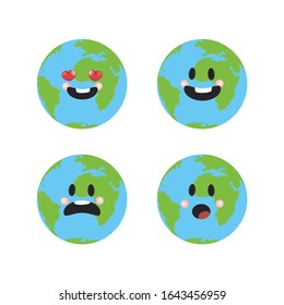 Drawing of a smiling earth. Earth emoticon.