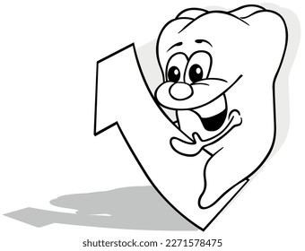 A Drawing of a Smiling Tooth Sitting on the Number One - Cartoon Illustration Isolated on White Background, Vector
