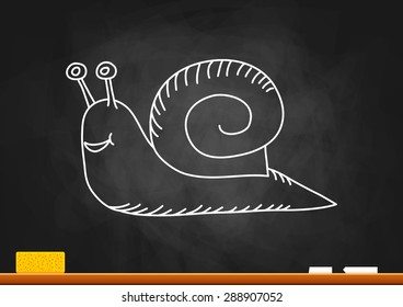 Drawing of snail on blackboard