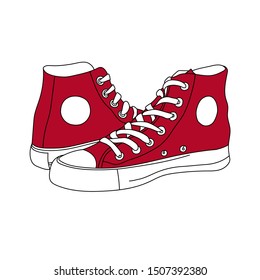 Drawing Sneakers Color Illustration Casual Shoes Stock Vector (Royalty ...