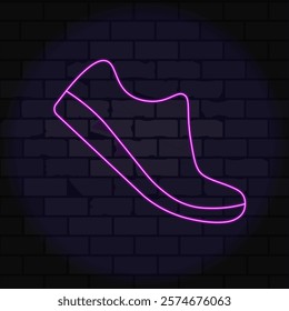 drawing of sneakers, running shoes, black line neon