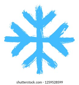  Drawing of a snow flake painted by hand bold brushstroke. Quick and easy sketching or technique imitating children's drawing. Design graphic element vector illustration EPS