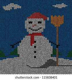 Drawing of a snowman shaped sweater pattern