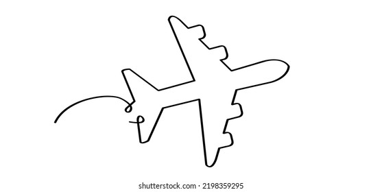 Drawing soaring air plane line path. Take Off airplane, flight route with start point. Vector aircraft sign. Location pointer. Tracking, vacation, holliday. Travel pointer navigation. Tourism. 