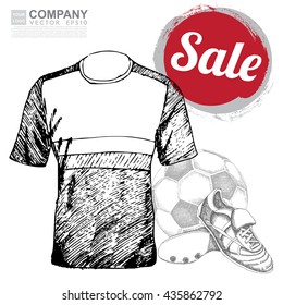 Drawing of soccer background ,Poster ,Brochure .illustration eps10