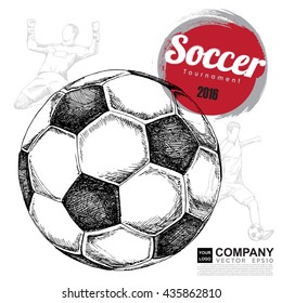 Drawing of soccer background ,Poster ,Brochure .illustration eps10