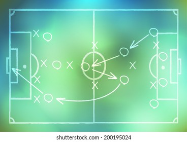 drawing a soccer game strategy on background 