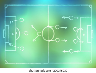 drawing a soccer game strategy on background 