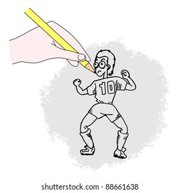 Drawing soccer man