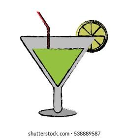 drawing soft drink cocktail lemon and straw