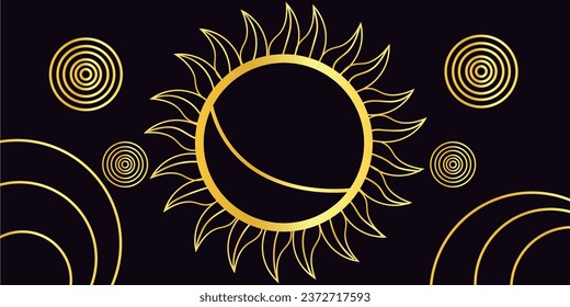 Drawing of Solar System on dark background. Winter solstice