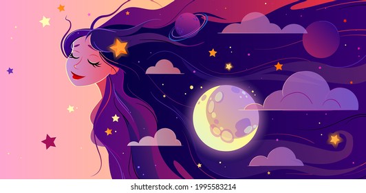 dibujo del espacio con la cara de una niña