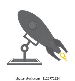 drawing space rocket launcher on a white background