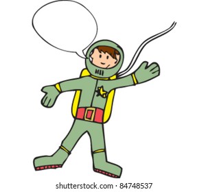 drawing of a spaceman with a speech bubble