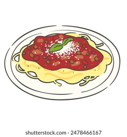 A drawing of spaghetti alla bolognese