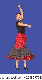drawing spanish dance, traditional dance of each country, art.illustration, vector
