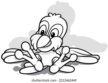 Drawing of a Sparrow Lying on the Ground - Cartoon Illustration Isolated on White Background, Vector