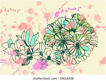 Drawing of a splattered flowers