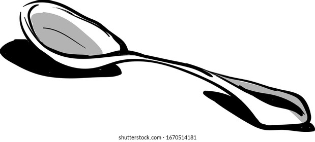 Drawing of a spoon, illustration, vector on white background.