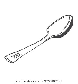 Zeichnung eines Löffels, Illustration, Vektorgrafik auf weißem Hintergrund.