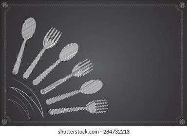 Drawing spoonon the blackboard