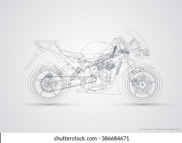 Drawing Sport Motorbike. Vector