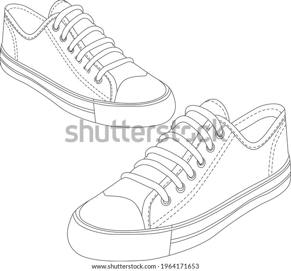 Drawing Sport Shoes Cartoon Vector Illustration Stock Vector (Royalty ...