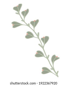 dibujo de una rama de primavera con hojas y bayas, brotes, gráficos vectoriales estilizados, rama de planta ornamental