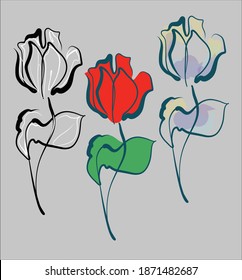 
Drawing spring digital fashion vector graphics  set with floral pattern for design logo with tulip