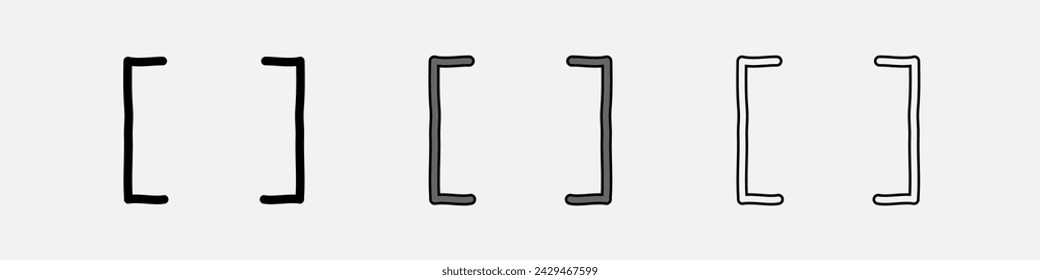 Drawing square brackets icon set