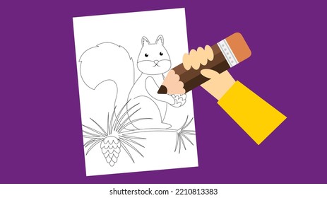 drawing a squirrel on a piece of paper