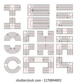 Desenhando escadas. Ajuste a escada. Ilustração vetorial. Ícone de edifício abstrato