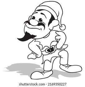 Drawing of a Standing Bearded Dwarf - Cartoon Illustration Isolated on White Background, Vector
