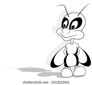 Drawing of a Standing Beetle with its Hands Behind her Back - Cartoon Illustration Isolated on White Background, Vector
